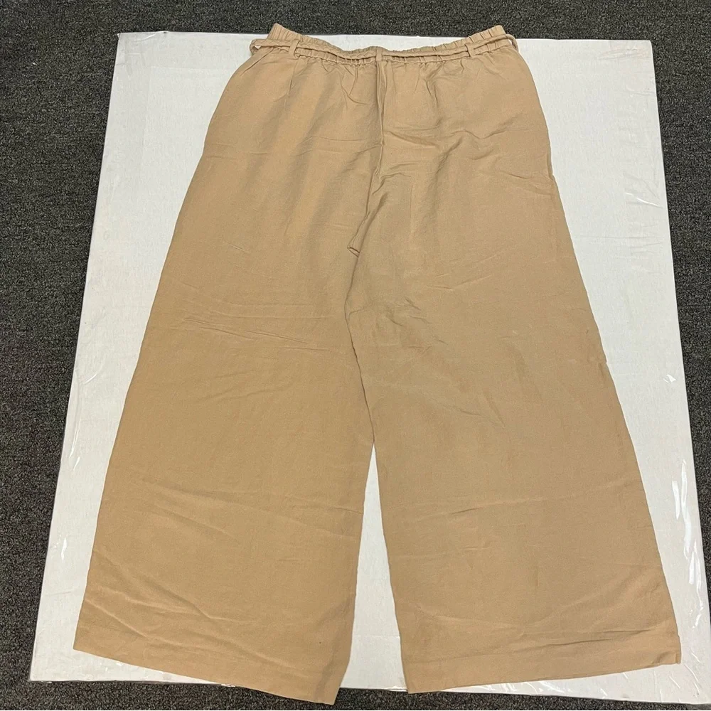 Ann Taylor Tan Wide-Leg Drawstring Chinos